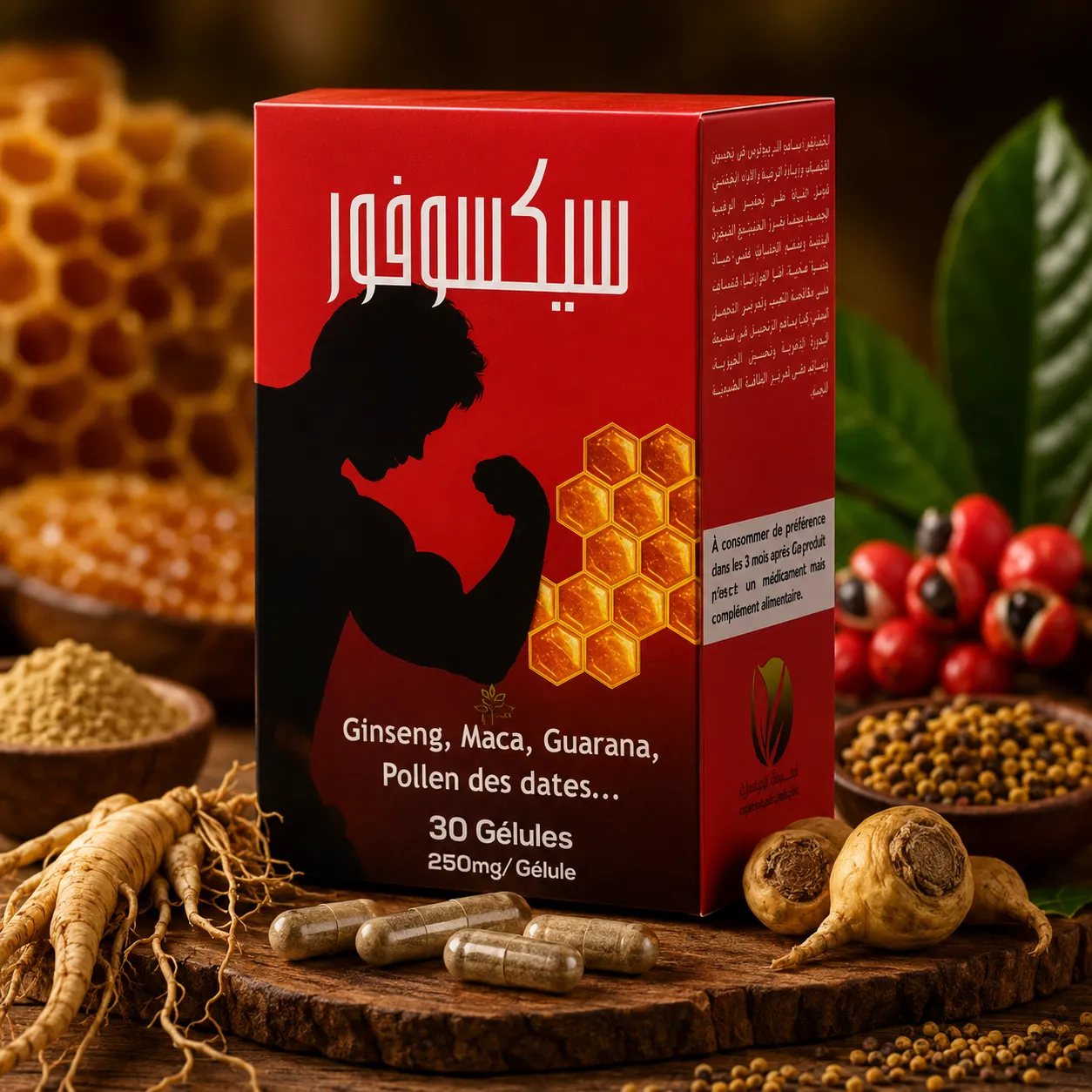 سيكسو فور - الحل الطبيعي الشامل لمشاكل الأداء الجنسي عند الرجال | Ginseng, Maca, Guarana, Pollen des dattes